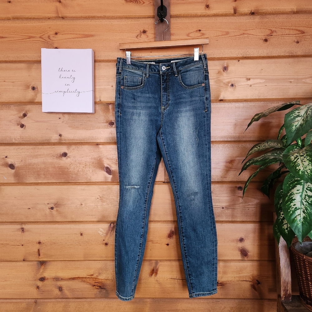 Anthropologie Pilcro High-Rise Skinny Jeans Distressed Stone Stretch Sz 31 X 29"